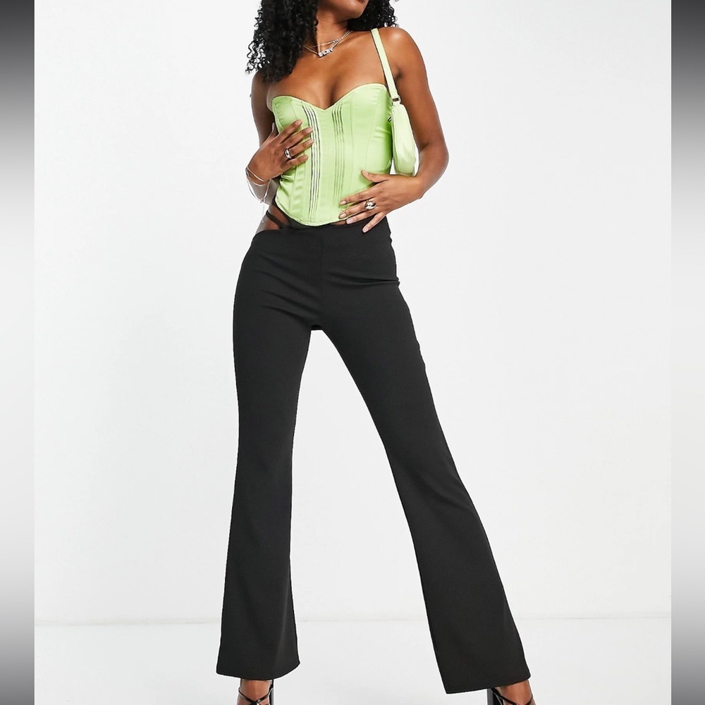 ASOS DESIGN sexy flare pants with cut out side sz 6